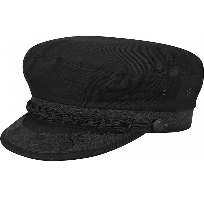 Newsboy Caps Men- Women Authentic Greek Fisherman Cotton Cap - Black - CD187CS4G8Q $54.14