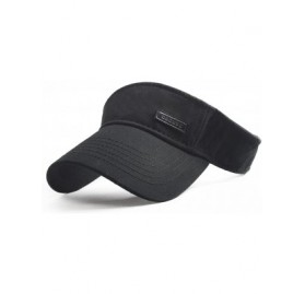 Visors Men's Cotton Sun Visor Caps Sports Beach Golf Hat with Adjustable Nylon Buckle - K0009_black - CE17Z779MLC $14.22