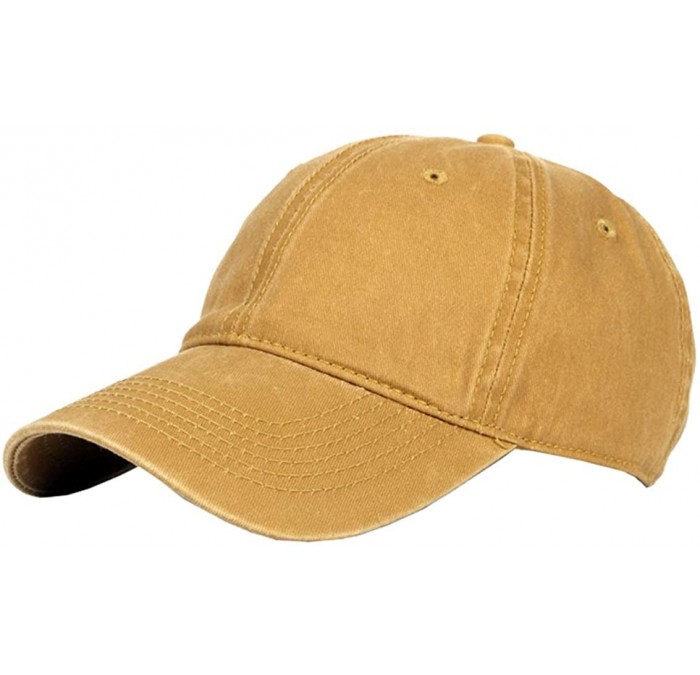 Baseball Caps Washed Baseball Hat Cotton Solid Adjustable - Yellow - CB18O53C2UT $7.58