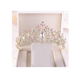 Headbands Baroque Bridal Rhinestone Headbands Accessories - Gold Pink Beads - CE18W4KIHMK $36.58