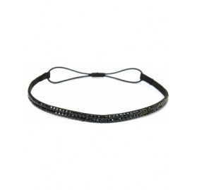 Headbands Two Row Rhinestone Elastic Stretch Headband Accessory - Black Thin Headband - CN11DDJW9UV $19.98