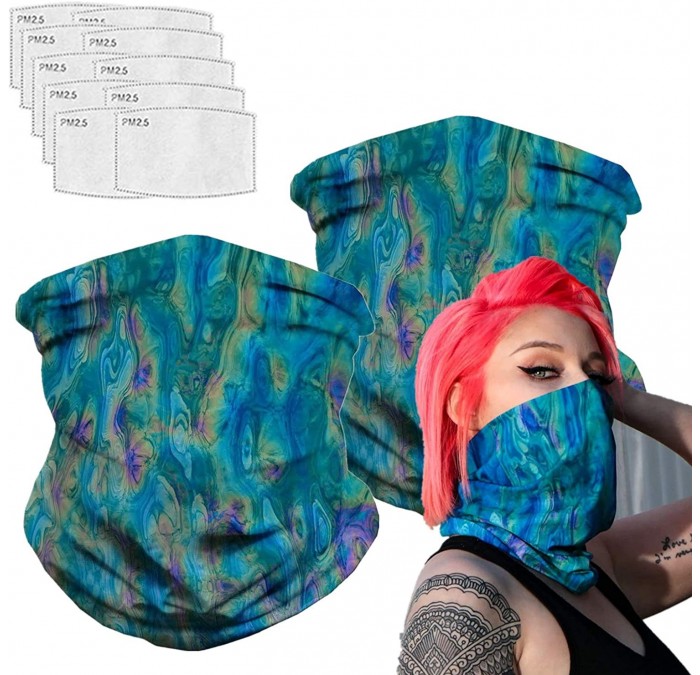 Balaclavas Bandanas Balaclava Neck Gaiter with Carbon Filter- UV Protection Face Cover for Hot Summer - Blue Rust - C0198GZMW...