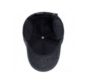 Newsboy Caps Men's Winter Warm Wool Woolen Tweed Peaked Baseball Cap Hat with Fold Earmuffs Warmer - Black - CO188X523AY $19.69