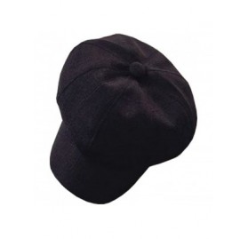 Skullies & Beanies Women Men Linen Newsboy Cap Baker Boy Cabbie Gatsby Beret Flat Hat Vintage-22-22.8" - Black - CE18GEDW4KX ...