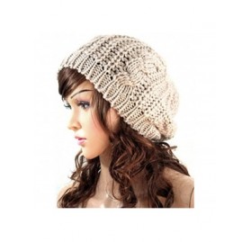 Skullies & Beanies Women's Girl Winter Warm Beret Braided Beanie Crochet Knitted Hat Cap - Beige - C81852CL02I $9.45