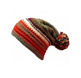 Skullies & Beanies Multicolor Striped Knit Slouchy Beanie Hat - Gray - CO117KA6W2J $16.69