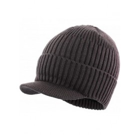 Skullies & Beanies Men's Outdoor Newsboy Hat Winter Warm Thick Knit Beanie Cap with Visor - B-gray - CH18M8TW0K4 $15.11