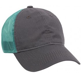 Baseball Caps Garment Washed Meshback Cap - Charcoal/Aqua - C6182L6KZQU $12.37