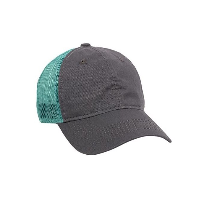Baseball Caps Garment Washed Meshback Cap - Charcoal/Aqua - C6182L6KZQU $22.10