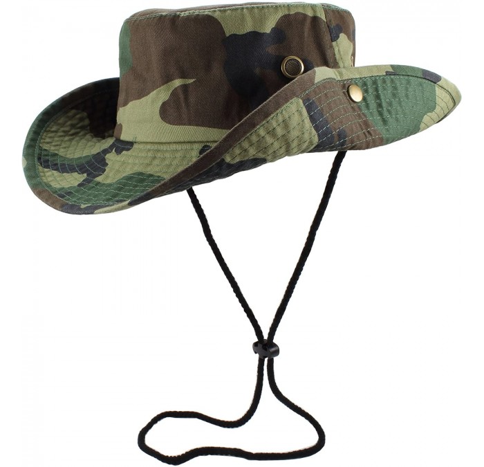 Sun Hats 100% Cotton Stone-Washed Safari Booney Sun Hats - Woodland - CM17X66TLE9 $21.12
