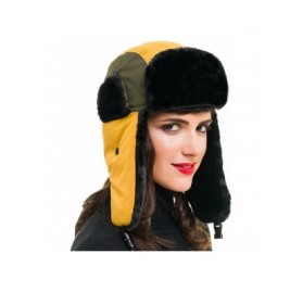Bomber Hats Trapper Bomber Hat for Men and Women Russian Warm Fur Ski Fall Winter Hunting - Yellow Green - CP18C543LK4 $6.57