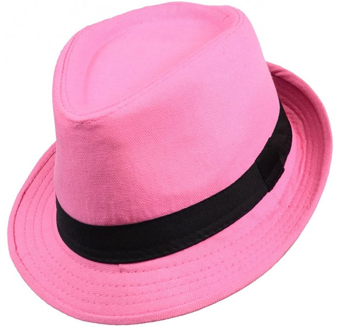 Fedoras Solid Color Summer Men's Fedora Hat - Peach - CG12EBCQVLB $25.00