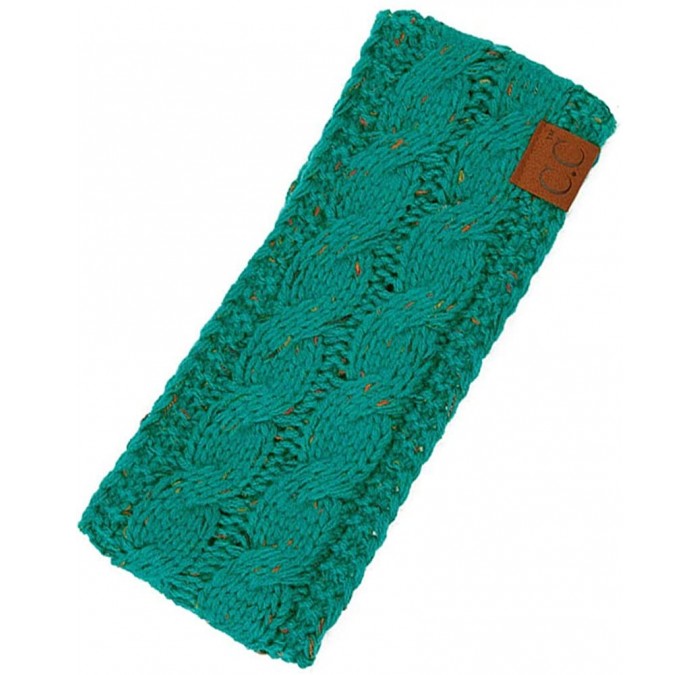 Cold Weather Headbands Womens Confetti Sherpa Lined Winter Cable Knit Headband Headwrap - Sea Green - CL18YI5UUH9 $11.23