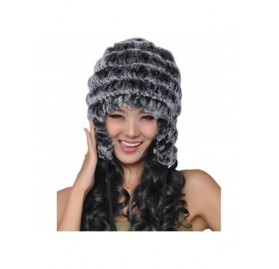 Bomber Hats Women's Rex Rabbit Fur Hats Winter Ear Cap Flexible Multicolor - Gray - C1126G6KYI1 $20.58