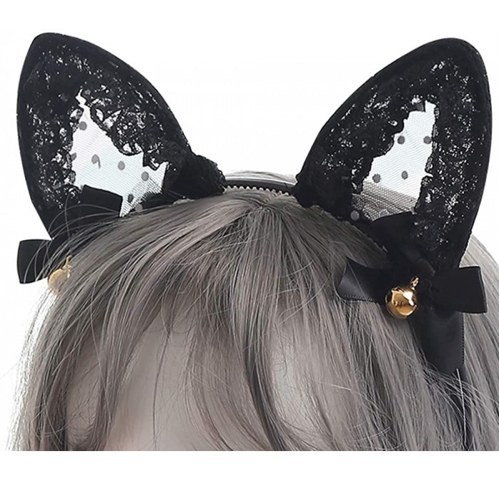 Headbands Cute Lace Cat Ears Headband Sexy Cosplay Accessories Hair Hoops Lady Lovely Kitten Headdress - Black - CQ18DXUDH6M ...