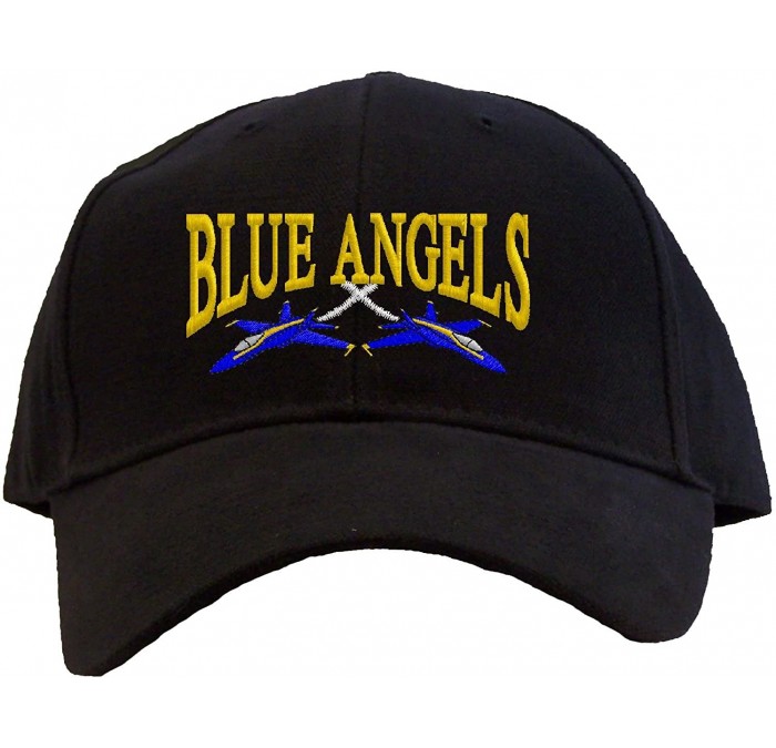 Baseball Caps U.S. Navy Blue Angels Embroidered Pro Sport Baseball Cap - Black - C1180T4Q47C $40.05