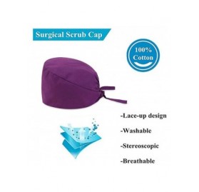 Skullies & Beanies Scrub Cap Sweatband Adjustable Bouffant Hats Headwear for Womens Mens Boys Girls - Dark Purple-1pc - CD198...