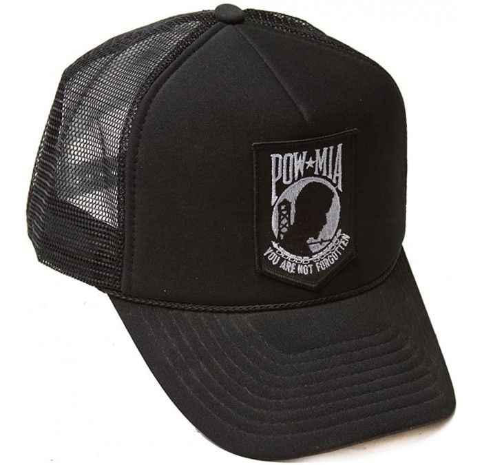 Baseball Caps Delux 3D Patch Embroidery Trucker Hat- Powmia Black - CQ11CH1HWNF $11.31