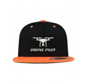 Baseball Caps Flexfit Drone Pilot Embroidered Premium 2-Tone Flatbill Snapback Cap - Black Orange - CE18RAEIN82 $15.46