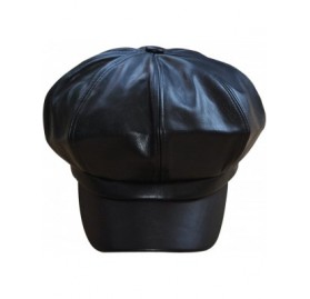 Newsboy Caps Women Solid Color Newsboy Hat Cabbie Painter Hat Visor Beret Fedora Peaked Cap - Black - C8182SCHRWR $17.42