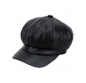 Newsboy Caps Women Solid Color Newsboy Hat Cabbie Painter Hat Visor Beret Fedora Peaked Cap - Black - C8182SCHRWR $17.42
