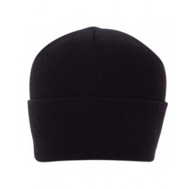 Skullies & Beanies 100% Soft Acrylic Solid Color Classic Cuffed Winter Hat - Made in USA - Black - CN187IYWN07 $30.86