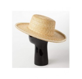 Sun Hats Stylish Pearl Chain Straw Hat Spring Summer Outdoor Travel Large Brim Beach Sun Hat for Women - Yellow - CA18ROCKX8T...