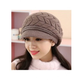 Skullies & Beanies Women Winter Warm Knit Hat Wool Snow Ski Caps with Visor - Coffee - C912NDU3YB7 $8.19