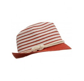 Fedoras Straw Panama Fedora- Thin Striped Summer Hat with Rope Hatband- Packable - Red White - CS17Z5GA8UE $18.18