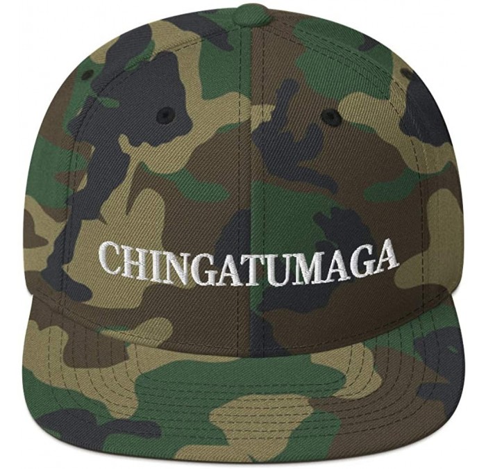 Baseball Caps CHINGATUMAGA Hat (Embroidered Wool Blend Snapback Hat) Chinga Tu MAGA Parody - Green Camo - C318ZC0CTKG $24.38