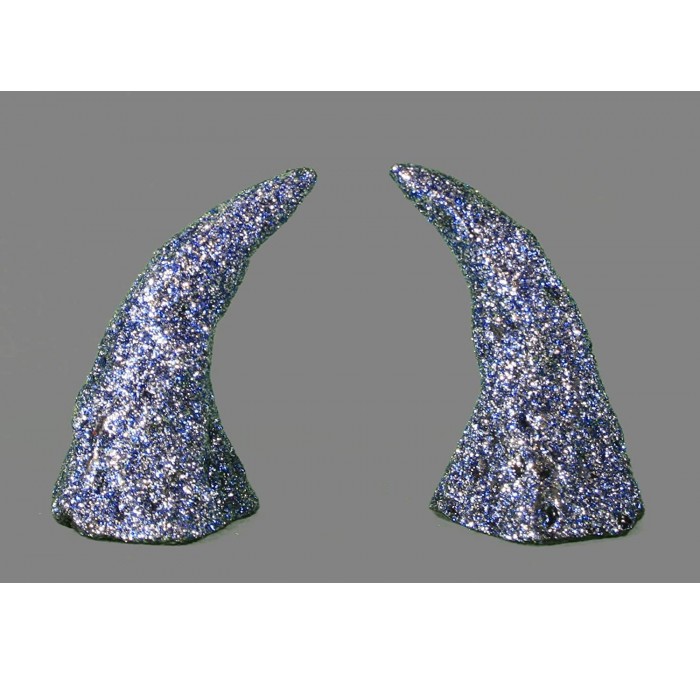 Headbands Wizard v1 Blue Glitter Demon Devil Horns w/ self Locking Clear Headband - C818Z48574A $38.65