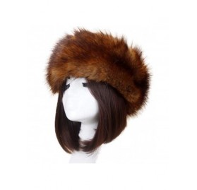 Cold Weather Headbands Women's Faux Fur Headband Soft Winter Cossack Russion Style Hat Cap - Dark Brown - C718L8K0OI9 $12.33