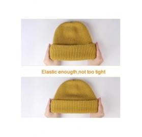Skullies & Beanies Cuffed Beanie Skull Knit Hat Soft Warm Winter Hat Knit Men Women Plain Cuff Ski Skull Cap - Yellow - CP18U...