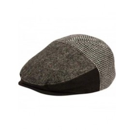 Newsboy Caps 100% Wool Herringbone Winter Ivy Cabbie Hat w/Fleece Earflaps - Driving Hat - Ive3005black - CD18LHRXKAN $30.48