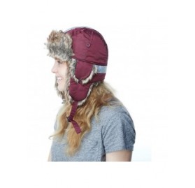 Bomber Hats Safety Reflective Faux Fur Aviator Kids Adult Trapper Hat Snow Ski Trooper Winter Cap - Burgundy - CI18K2Z3EQ4 $1...