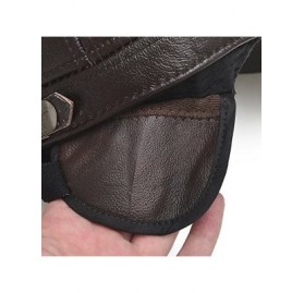 Skullies & Beanies Men Cowhide hat Winter Warm Outdoor Protect Ear Real Leather Adjustable Baseball Cap - Rivet Style Coffee ...