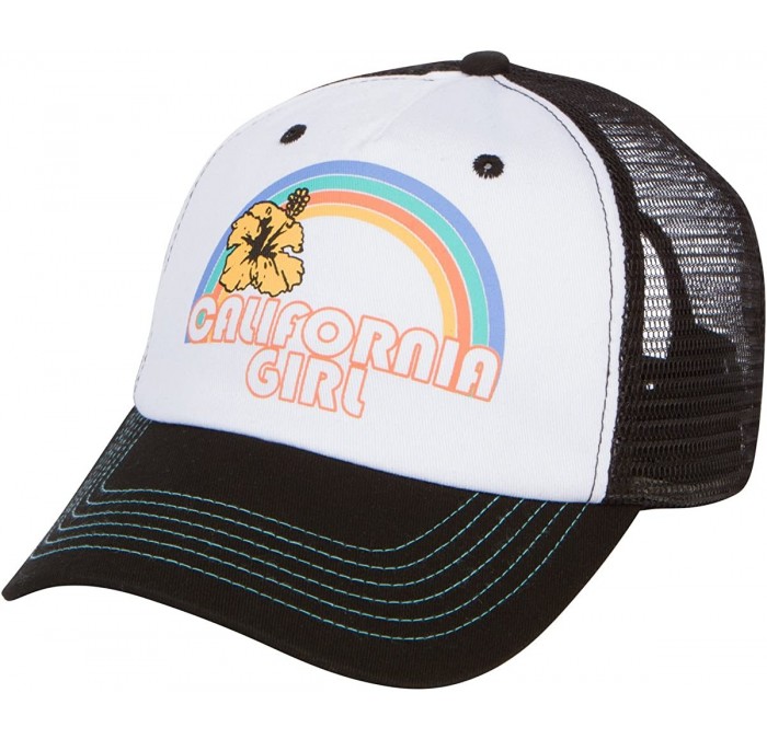 Baseball Caps California Girl Trucker Snapback Hat - Black/White - CG183D79QMU $26.24