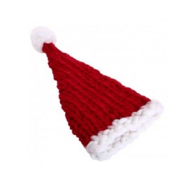 Skullies & Beanies Chunky Knitted Santa Hat - Hand Made Crochet Christmas Hat - Plush Cozy Beanie - One Size Fits Most - Red ...
