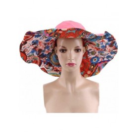 Sun Hats Women's Foldable Floppy Reversible Travel Beach Sun Visor Hat Wide Brim-Watermelon red - Watermelon Red - CY18QWC8C5...