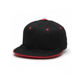 Baseball Caps Classic Flex Stretchable Cotton Twill Flat Brim Baseball Cap - Black/Red - CV1250BOJJ3 $20.12