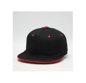 Baseball Caps Classic Flex Stretchable Cotton Twill Flat Brim Baseball Cap - Black/Red - CV1250BOJJ3 $20.12
