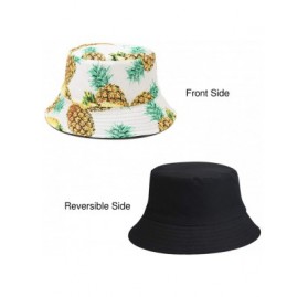 Bucket Hats Unisex Reversible Packable Bucket Hat Sun hat for Men Women - Pineapple White - C0193IC8NH3 $12.70