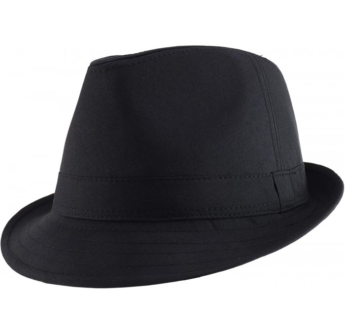 Fedoras Lightweight Fashionable Poly Woven Classic Fedora Hat - Black/Black - C812O266OB0 $21.40