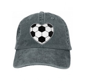 Baseball Caps Unisex Baseball Cap Denim Hat Soccer Ball Heart Shaped Adjustable Snapback Peak Cap - Asphalt - C918GEIMD2N $33.63