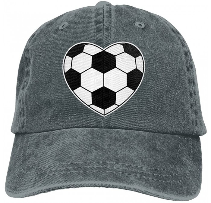 Baseball Caps Unisex Baseball Cap Denim Hat Soccer Ball Heart Shaped Adjustable Snapback Peak Cap - Asphalt - C918GEIMD2N $31.56