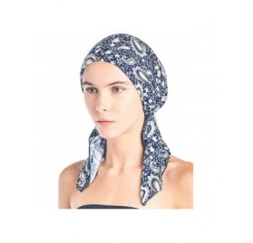 Skullies & Beanies Pre Tied Bandana Turban Chemo Head Scarf Sleep Hair Cover Hat - Blue Paisley - C9187I6E3GS $14.12