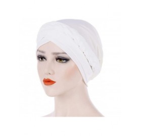 Skullies & Beanies Hijab Braid Silky Turban Hats for Women Cancer Chemo Beanies Cap Headwrap Headwear - White - C118OXZEI66 $...
