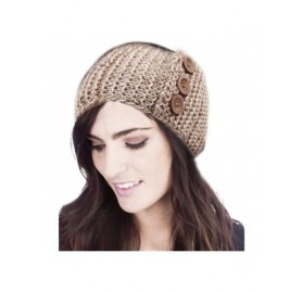 Cold Weather Headbands Women Winter Chunky Cable Knit Turban Headband Hairband Ski Hat Ear Warmer Head Wrap - 2 Coffee - CL12...