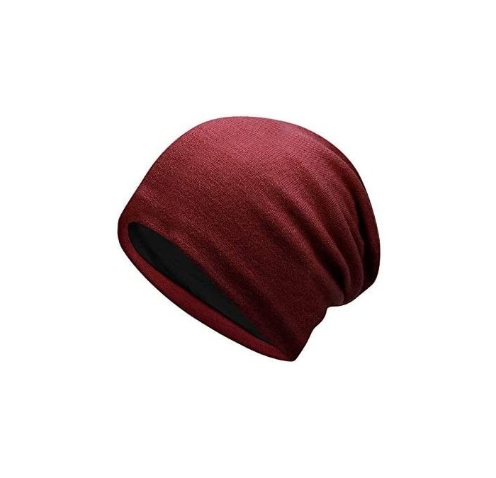 Skullies & Beanies Unisex Beanie Hat Slouchy Winter Hat Warm- Slouchy- Soft Headwear - Red - CK187WKK6QN $12.04