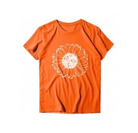 Balaclavas Womens Tops Sleeve Selinora Graphic - Orange-0a - CS199HW7TAO $7.77